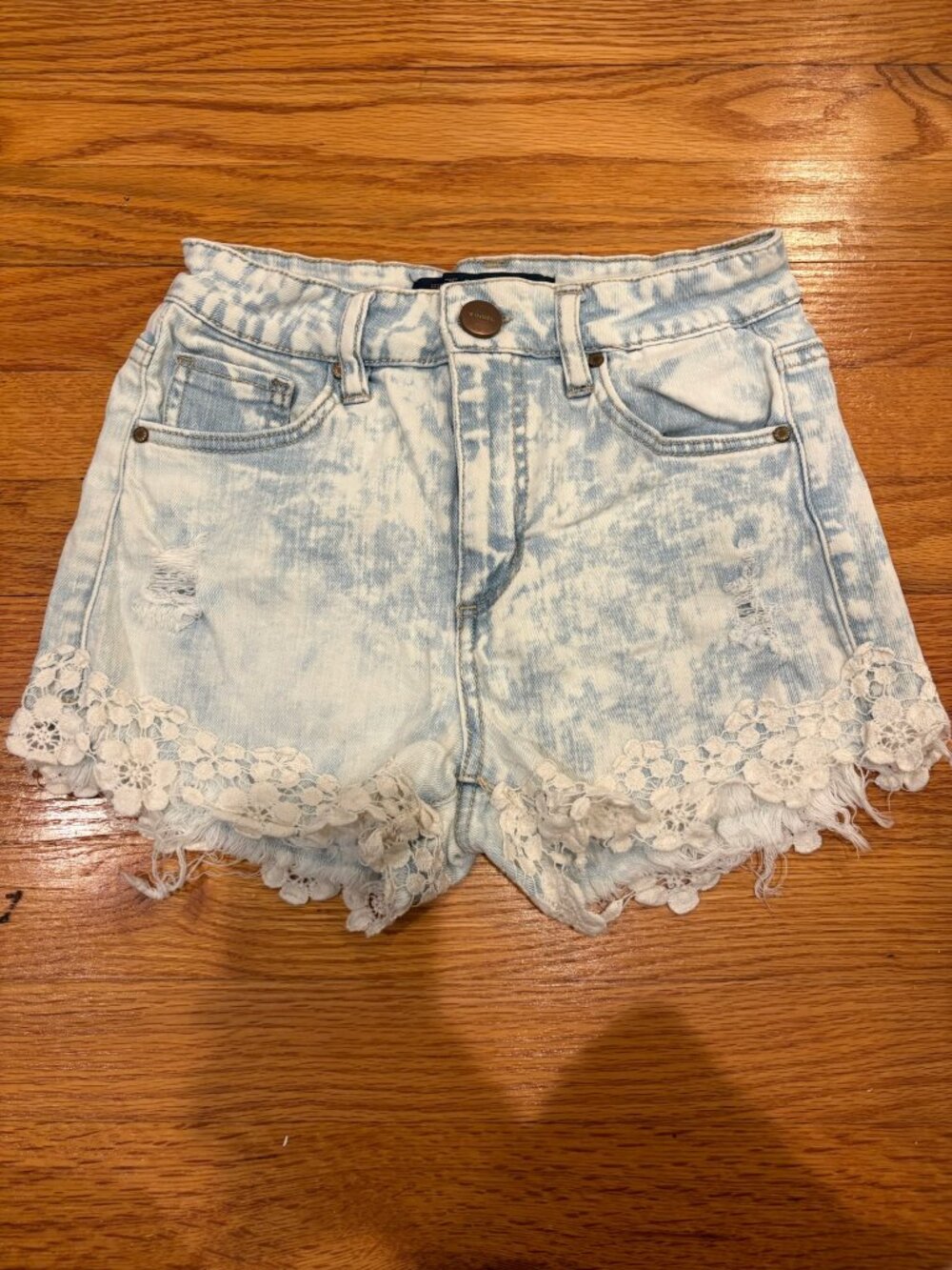 Tinsel Denim Shorts with Lace Trim (Size 24)